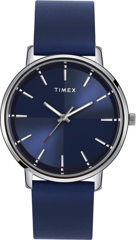 Timex Classics TW0TG8017 Men’s Analog Watch – Blue Round Dial, Blue Leather Strap| Timex Classics TW0TG8017 - VERSE - 
