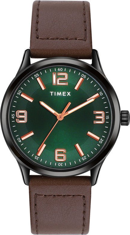 Timex TWTG65SM02 Men’s Analog Watch – Green Dial, Brown Leather Strap| Timex TWTG65SM02 - VERSE - 