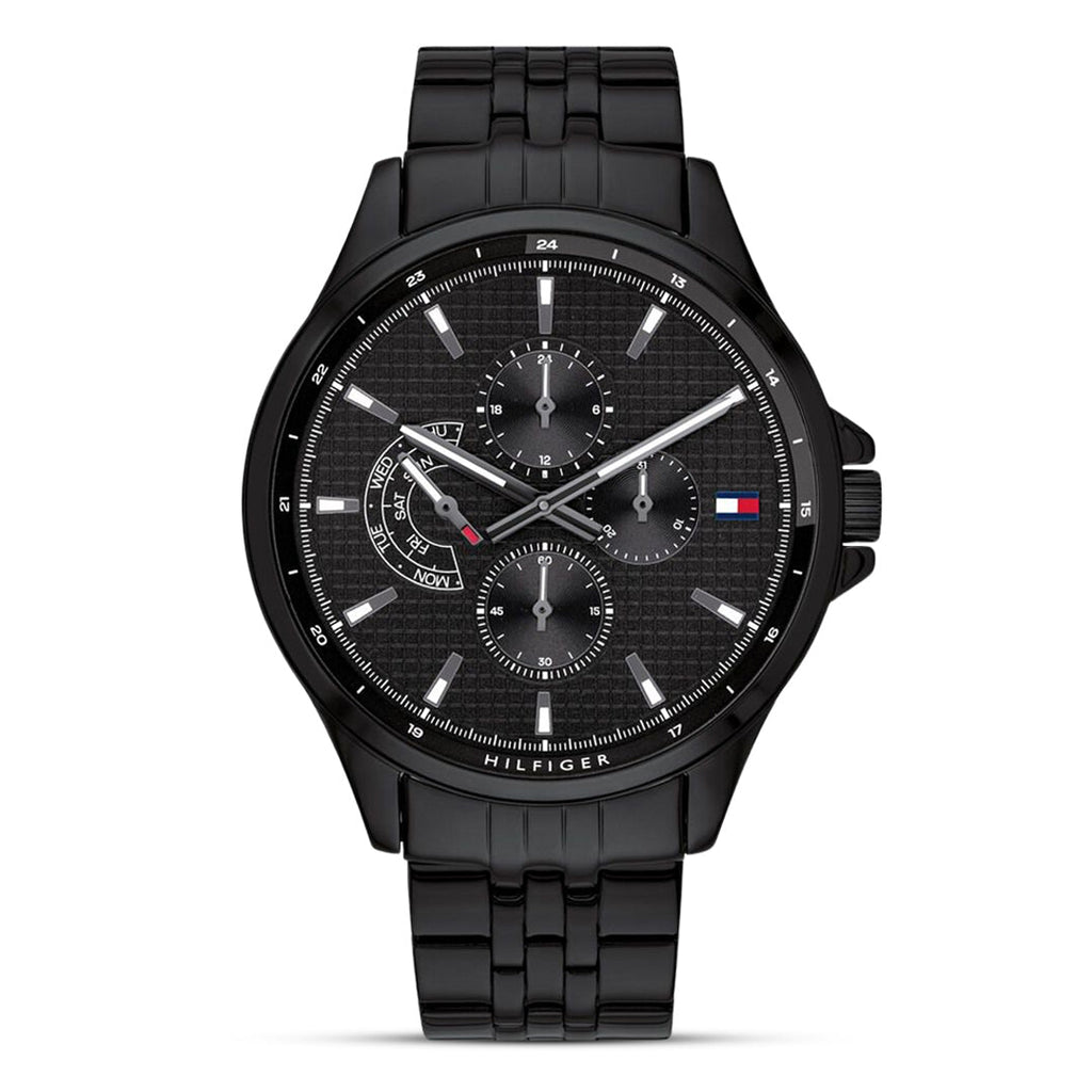 Tommy Hilfiger Shawn TH1791611 matte black multifunction dial black ion-plated stainless steel men's watch