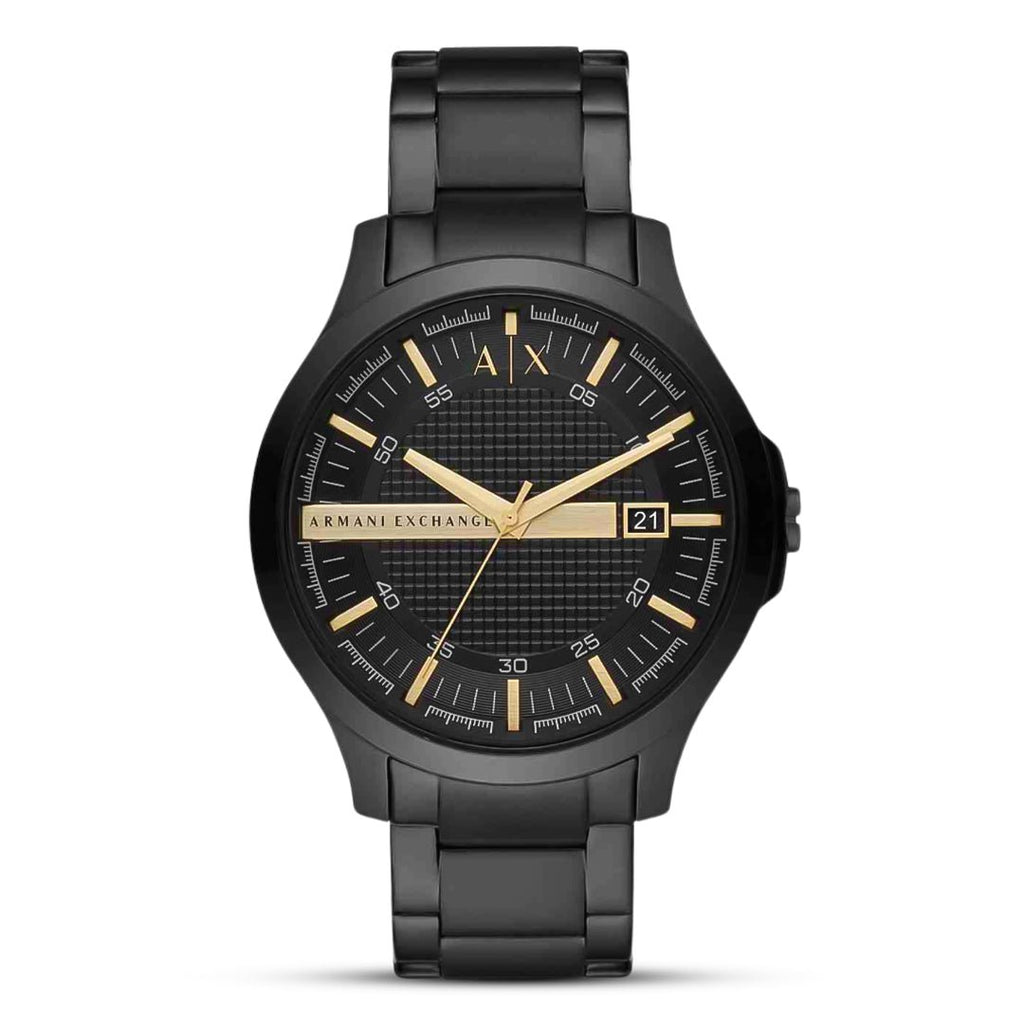 Armani Exchange Hampton Three-Hand Date Black Dial Black Stainless Steel Men's Watch | Armani Exchange AX2413 - VERSE -
