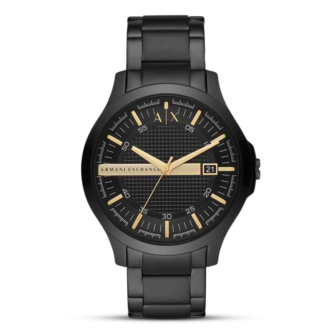 Armani Exchange Hampton Three-Hand Date Black Dial Black Stainless Steel Men's Watch | Armani Exchange AX2413 - VERSE -