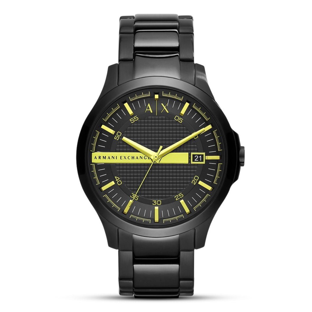 Armani Exchange Hampton Three-Hand Date Triple Black Textured Dial Black Stainless Steel Men's Watch | Armani Exchange AX2407 - VERSE -