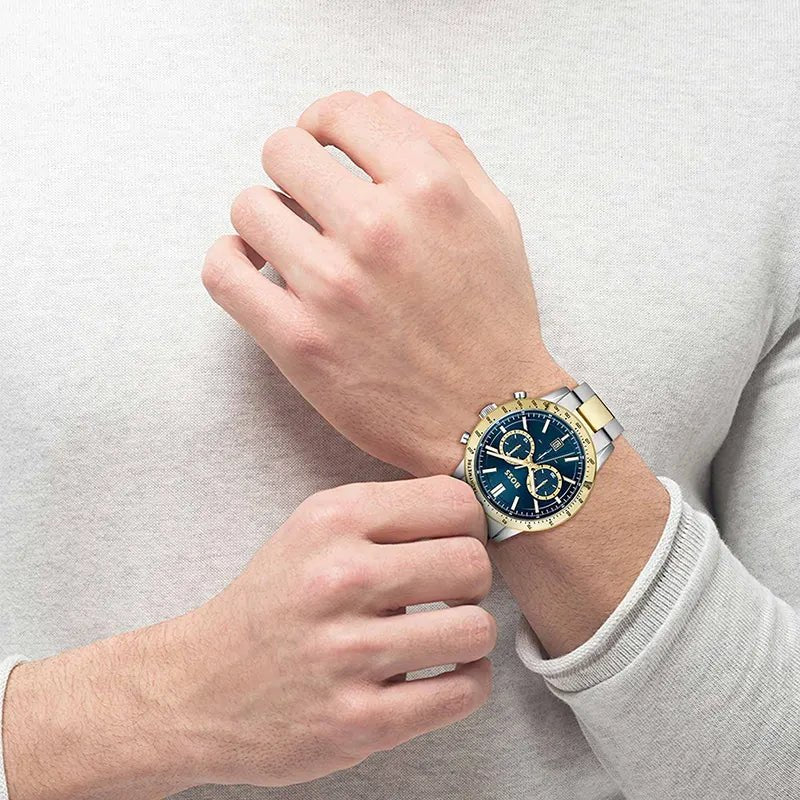 BOSS Allure Chronograph Blue Dial Two-Tone Stainless Steel Men's Watch | BOSS 1514163 - VERSE -