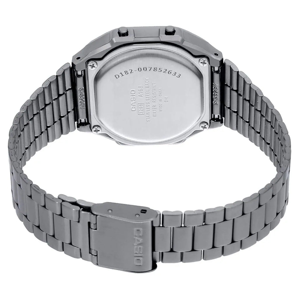 Casio A168WGG-1BDF Black Digital Dial Gunmetal Stainless Steel Unisex Watch | Casio A168WGG-1BDF - VERSE -
