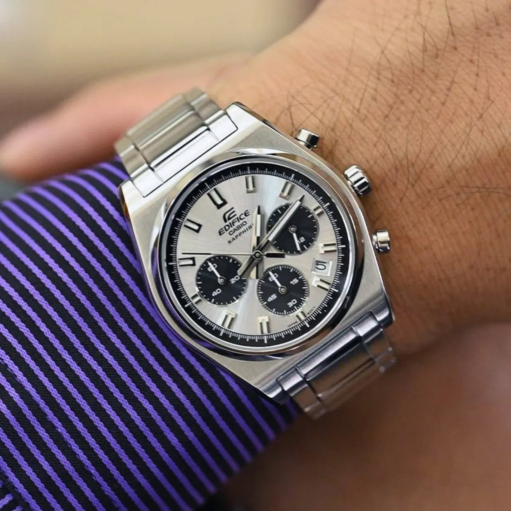 Casio Edifice Standard Chronograph EFB-730D-7AVUDF Silver Panda Dial Stainless Steel Men's Watch | Casio Edifice EFB-730D-7AVUDF - VERSE -
