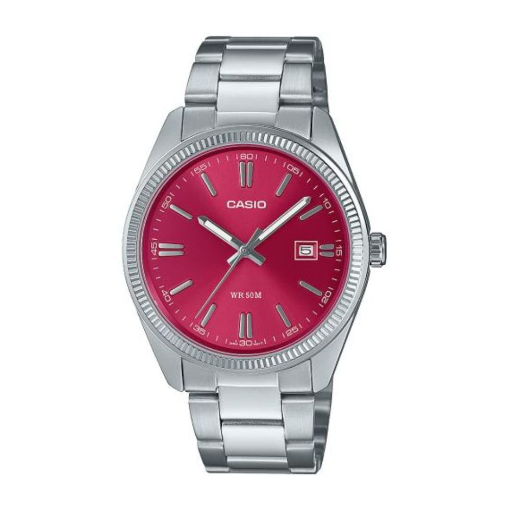 Casio Enticer MTP-1302PD-4AVEF Red Dial Stainless Steel Men's Watch | Casio MTP-1302PD-4AVEF - VERSE -