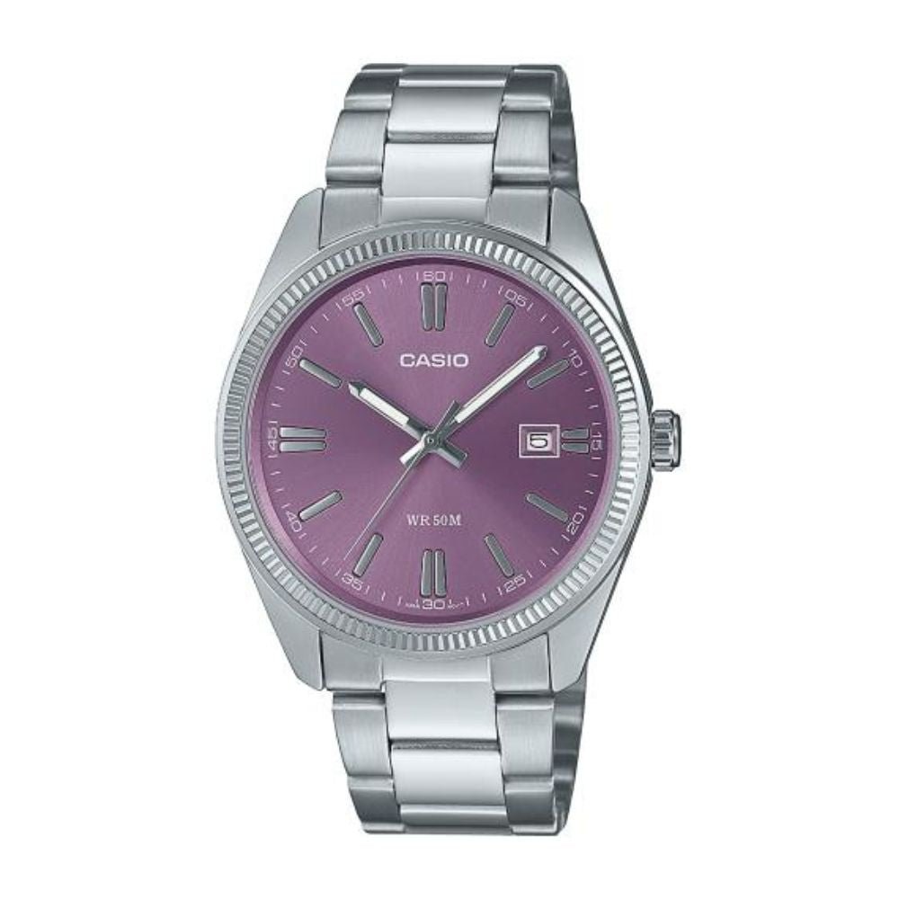 Casio Enticer MTP-1302PD-6AVEF Mauve Dial Stainless Steel Men's Watch | Casio MTP-1302PD-6AVEF - VERSE -