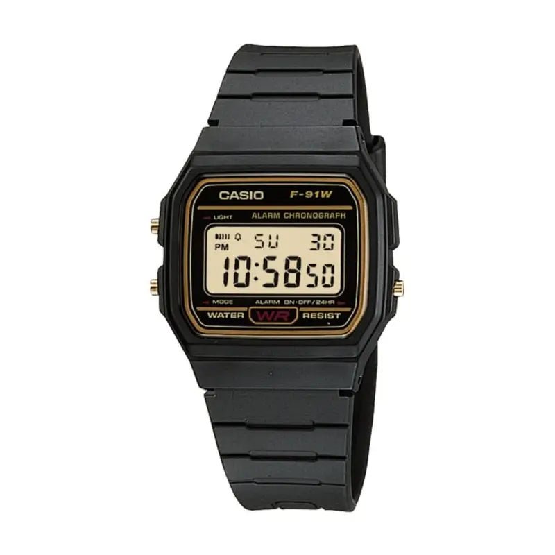 Casio F-91WG-9QDF Gold Tone Digital Dial Black Resin Men's Watch | Casio F-91WG-9QDF - VERSE -