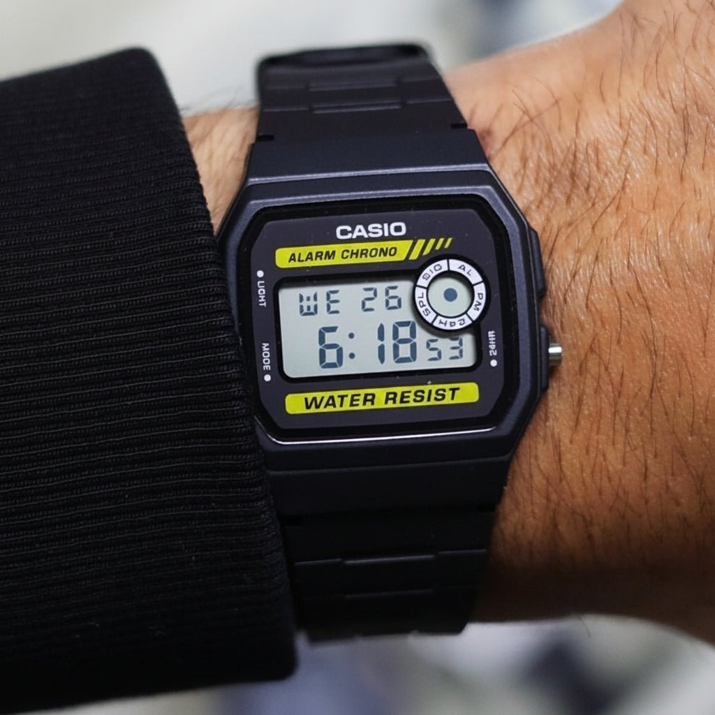 Casio F-94WA-9DG Grey-Yellow Digital Dial Black Resin Men's Watch | Casio F-94WA-9DG - VERSE -