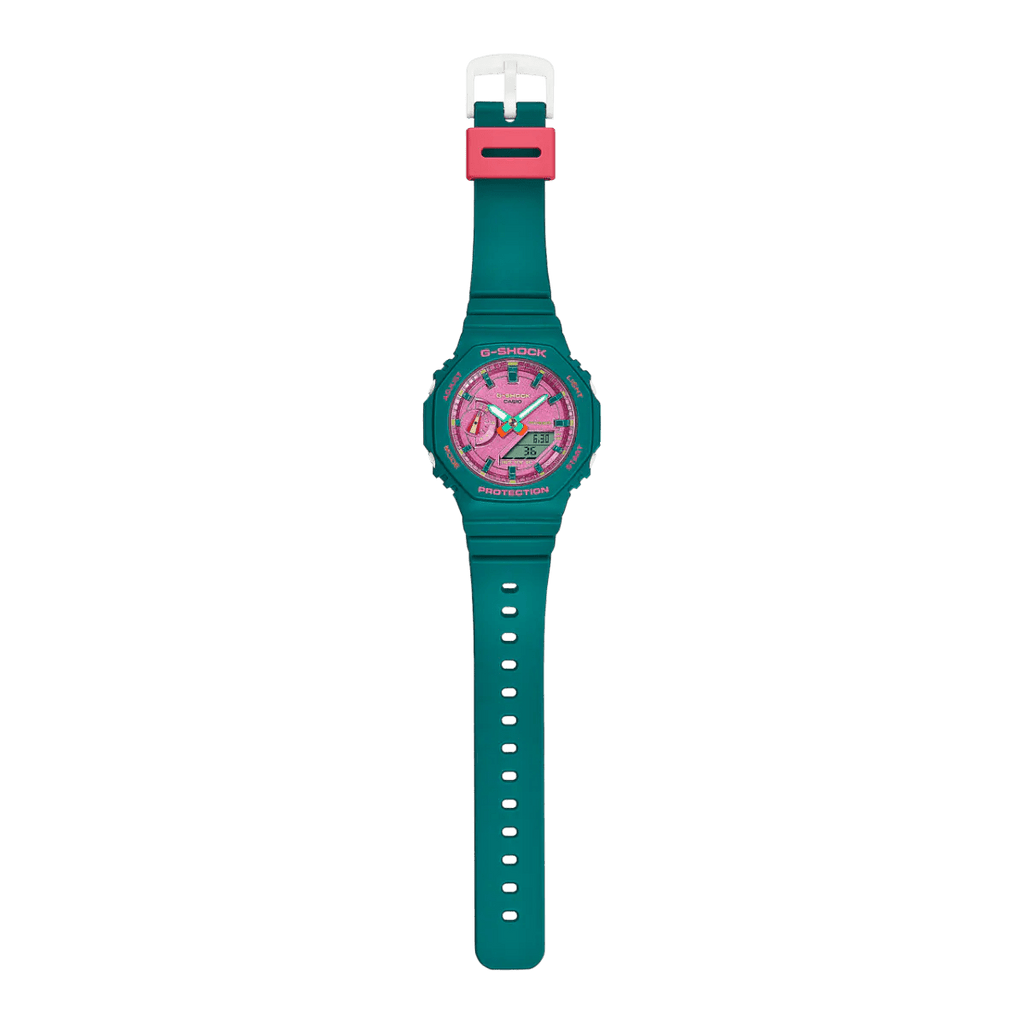 Casio G-Shock GMA-S2100BS-3A Raspberry Pink Dial Teal Resin Women's Analog-Digital Watch | Casio GMA-S2100BS-3A - VERSE -