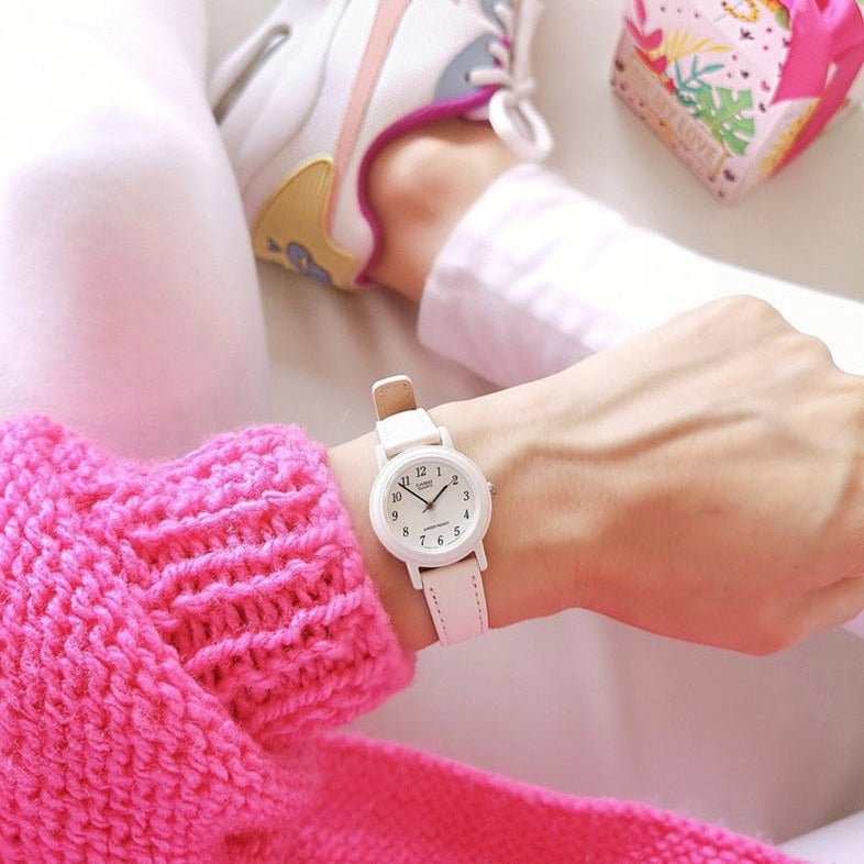 Casio LQ - 139L - 4B2DF White Dial Pastel Pink Leather Women's Watch | Casio LQ - 139L - 4B2DF - VERSE - 