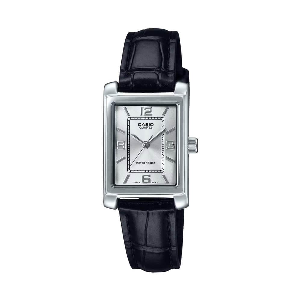 Casio LTP-1234LL-7ADF Silver Dial Black Leather Women's Watch | Casio LTP-1234LL-7ADF - VERSE -