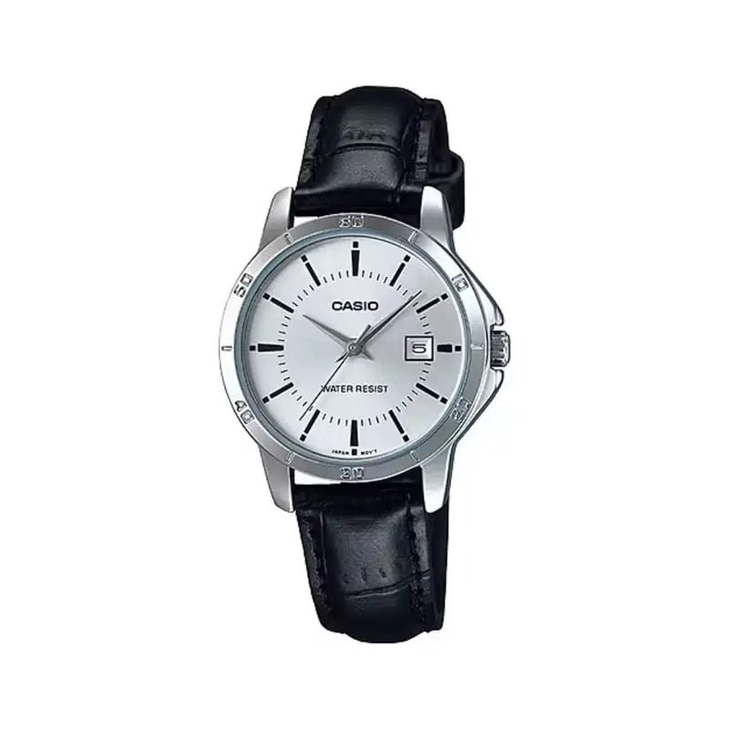 Casio LTP - V004L - 7AUDF White Dial Black Leather Women’s Watch | Casio LTP - V004L - 7AUDF - VERSE - 
