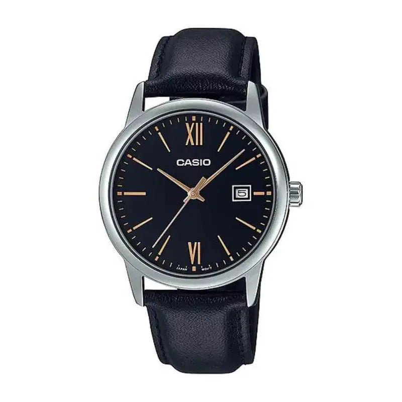 Casio MTP - V002L - 1B3UDF Black Dial Black Leather Men's Watch | Casio MTP - V002L - 1B3UDF - VERSE - 