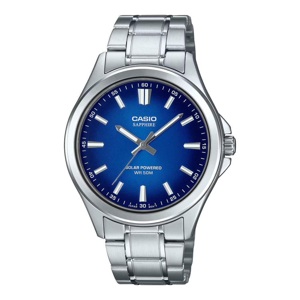 Casio MTS-RS100D-2AVDF Sapphire Flarald Blue Dial Stainless Steel Men's Solar Powered Watch | Casio MTS-RS100D-2AVDF - VERSE -