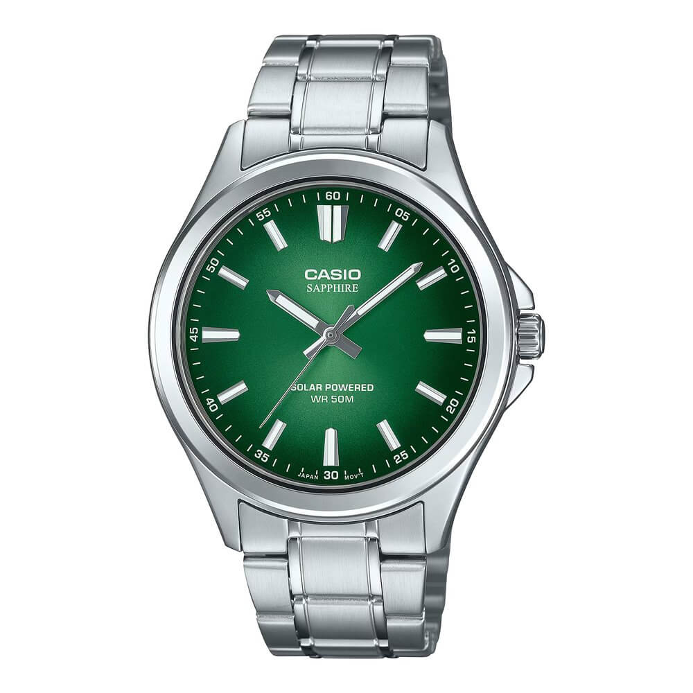 Casio MTS-RS100D-3AVDF Sapphire Flarald Green Dial Stainless Steel Men's Solar Powered Watch | Casio MTS-RS100D-3AVDF - VERSE -