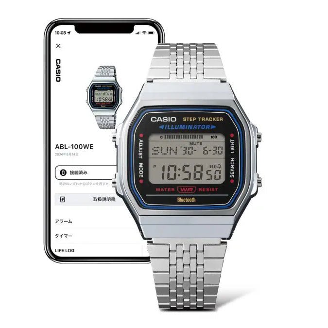 Casio Vintage ABL-100WE-1ADF Step Tracker Bluetooth Black Digital Dial Stainless Steel Unisex Watch | Casio ABL-100WE-1ADF - VERSE -