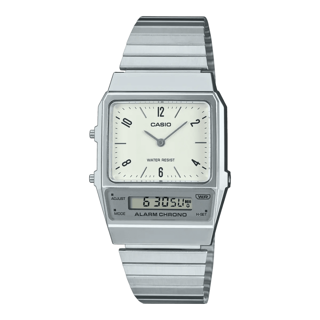 Casio Vintage AQ-800E-7A2 Analog-Digital White Dial Stainless Steel Unisex Watch | Casio AQ-800E-7A2 - VERSE -