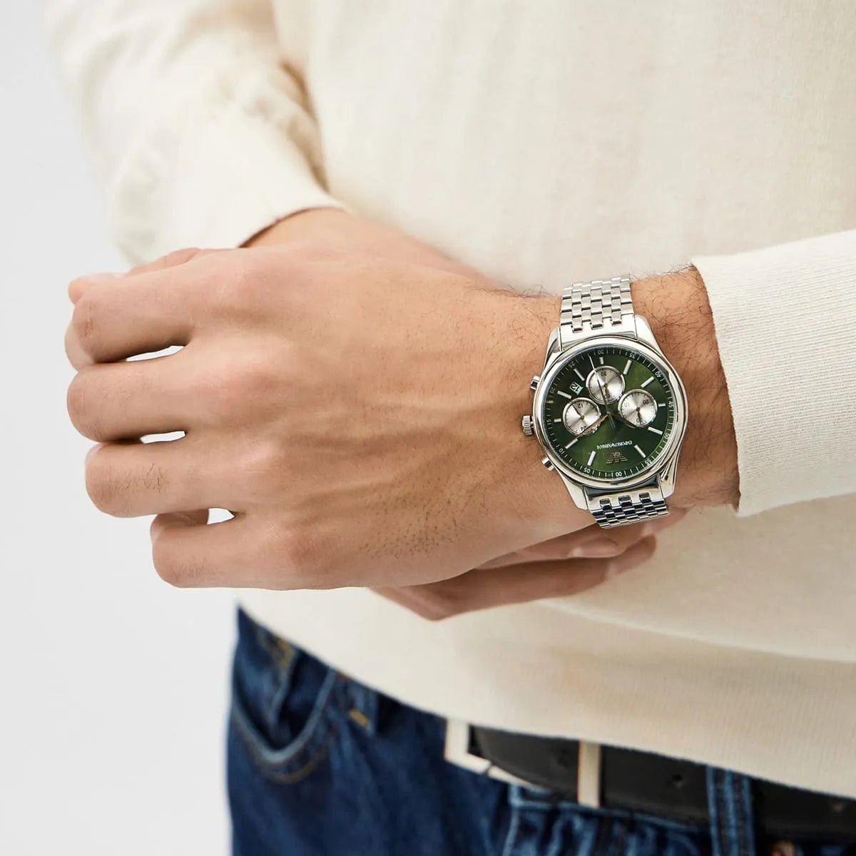 Emporio Armani Antonio Chronograph Green Dial Stainless Steel Men's Watch | Emporio Armani AR11581 - VERSE -