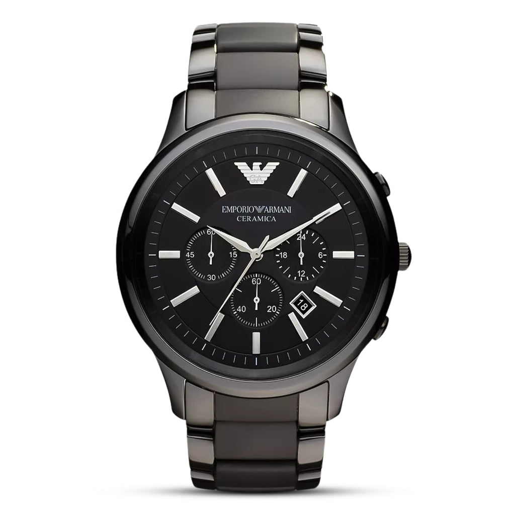 Emporio Armani Ceramica Chronograph Triple Black Ceramic Men's Watch | Emporio Armani AR1451 - VERSE -