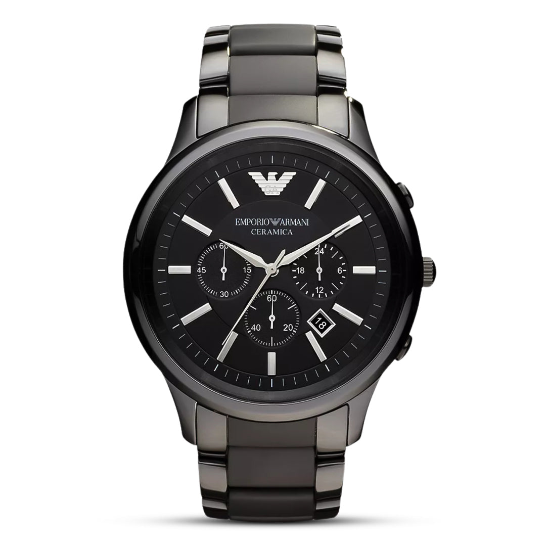 Emporio Armani Ceramica Chronograph Triple Black Ceramic Men's Watch | Emporio Armani AR1451 - VERSE -