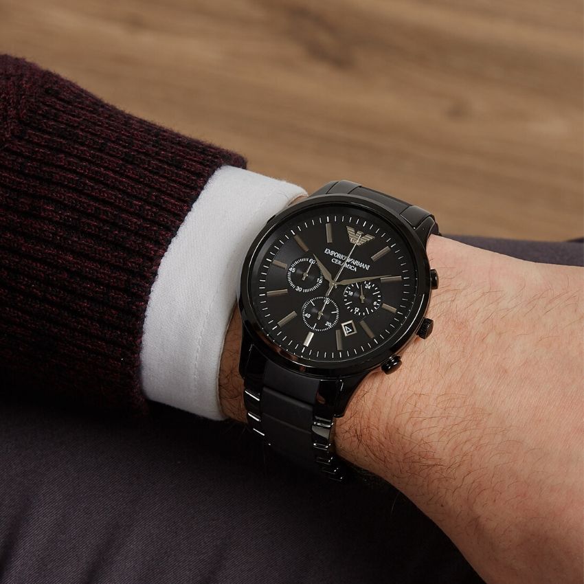 Emporio Armani Ceramica Chronograph Triple Black Ceramic Men's Watch | Emporio Armani AR1451 - VERSE -
