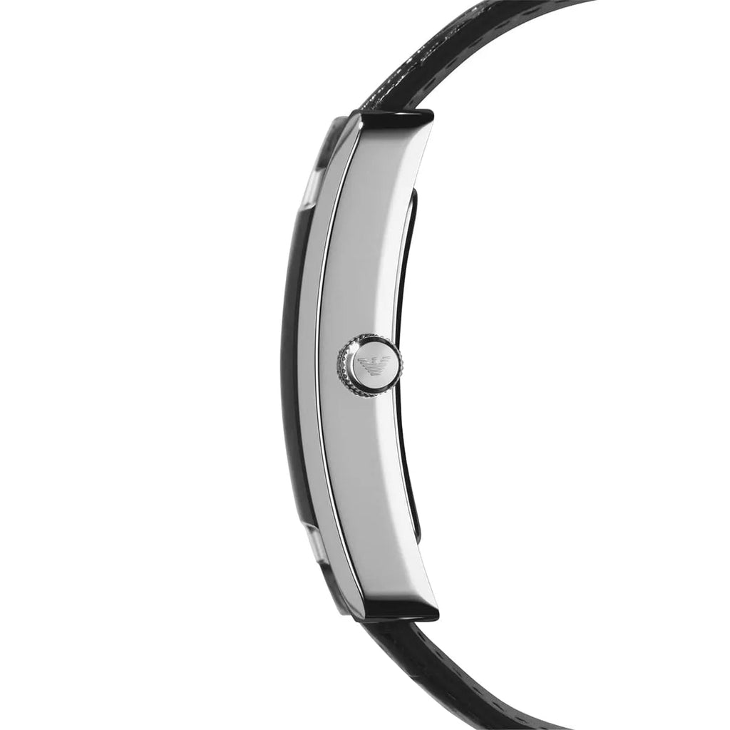 Emporio Armani Classic Rectangular Black Dial Black Leather Men's Watch | AR0143 - VERSE - 