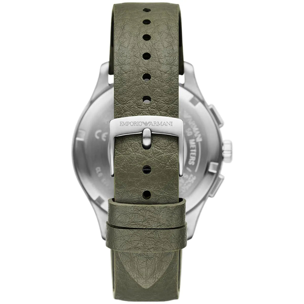 Emporio Armani Dario Chronograph Black Dial Khaki Green Mirum Strap Men's Watch | Emporio Armani AR11693 - VERSE -