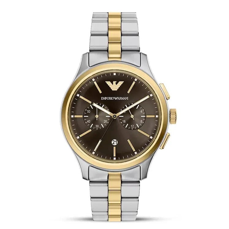 Emporio Armani Dario Chronograph Brown Dial Two-Tone Stainless Steel Men's Watch | Emporio Armani AR11789 - VERSE -