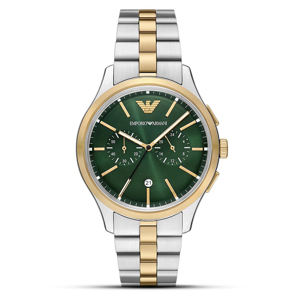 Emporio Armani Dario Chronograph Green Dial Two-Tone Stainless Steel Men's Watch | Emporio Armani AR11692 - VERSE -