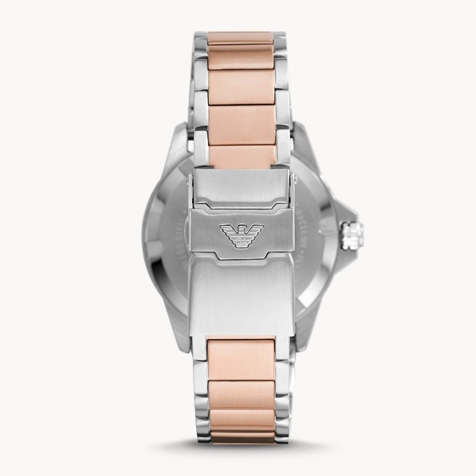 Emporio Armani Diver Two-Tone Deep Brown Dial Stainless Steel Men's 100M Watch | Emporio Armani AR11340 - VERSE -