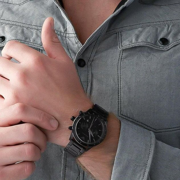 Emporio Armani Mario Chronograph Black Dial Black Stainless Steel Men's Watch | Emporio Armani AR11242 - VERSE -