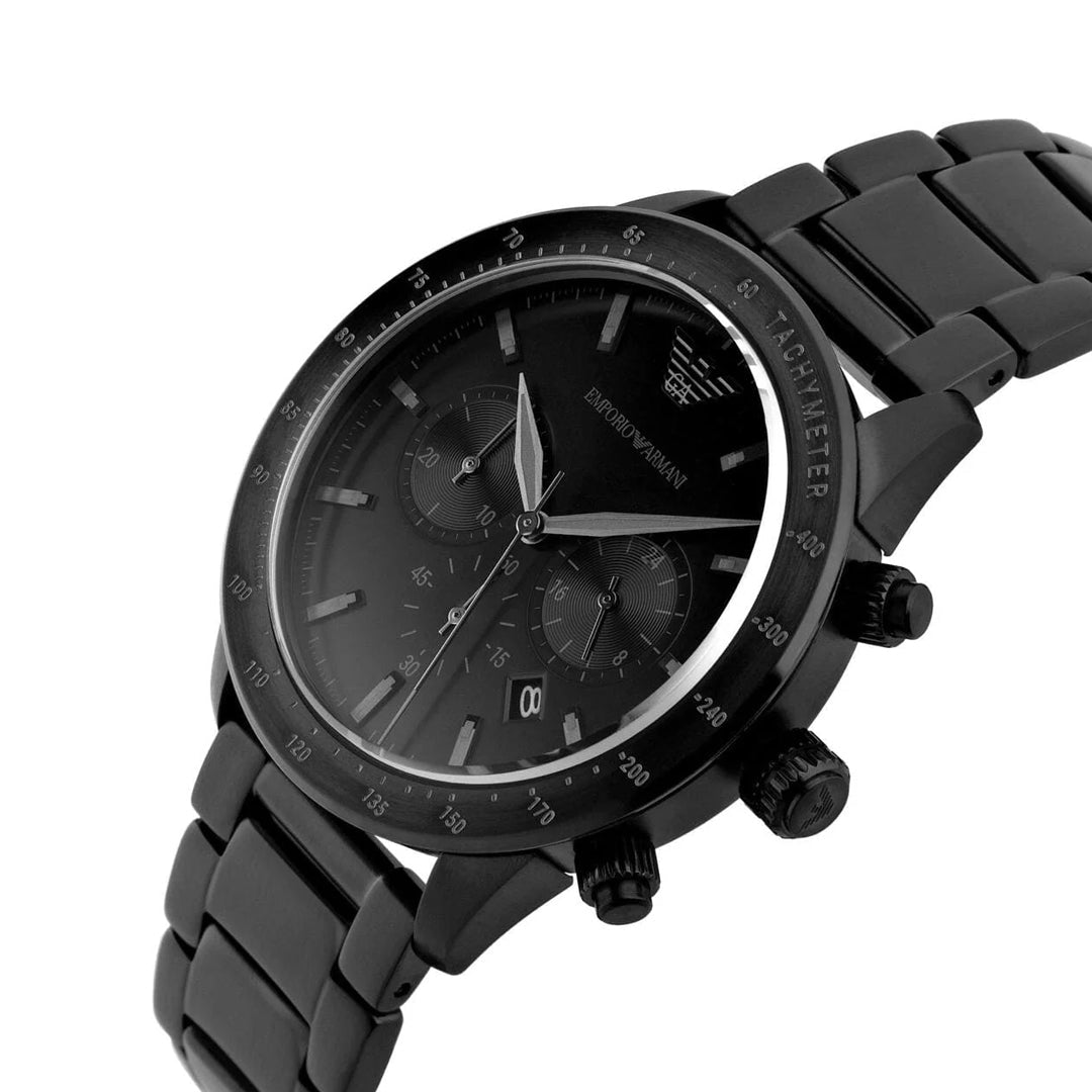 Emporio Armani Mario Chronograph Black Dial Black Stainless Steel Men's Watch | Emporio Armani AR11242 - VERSE -