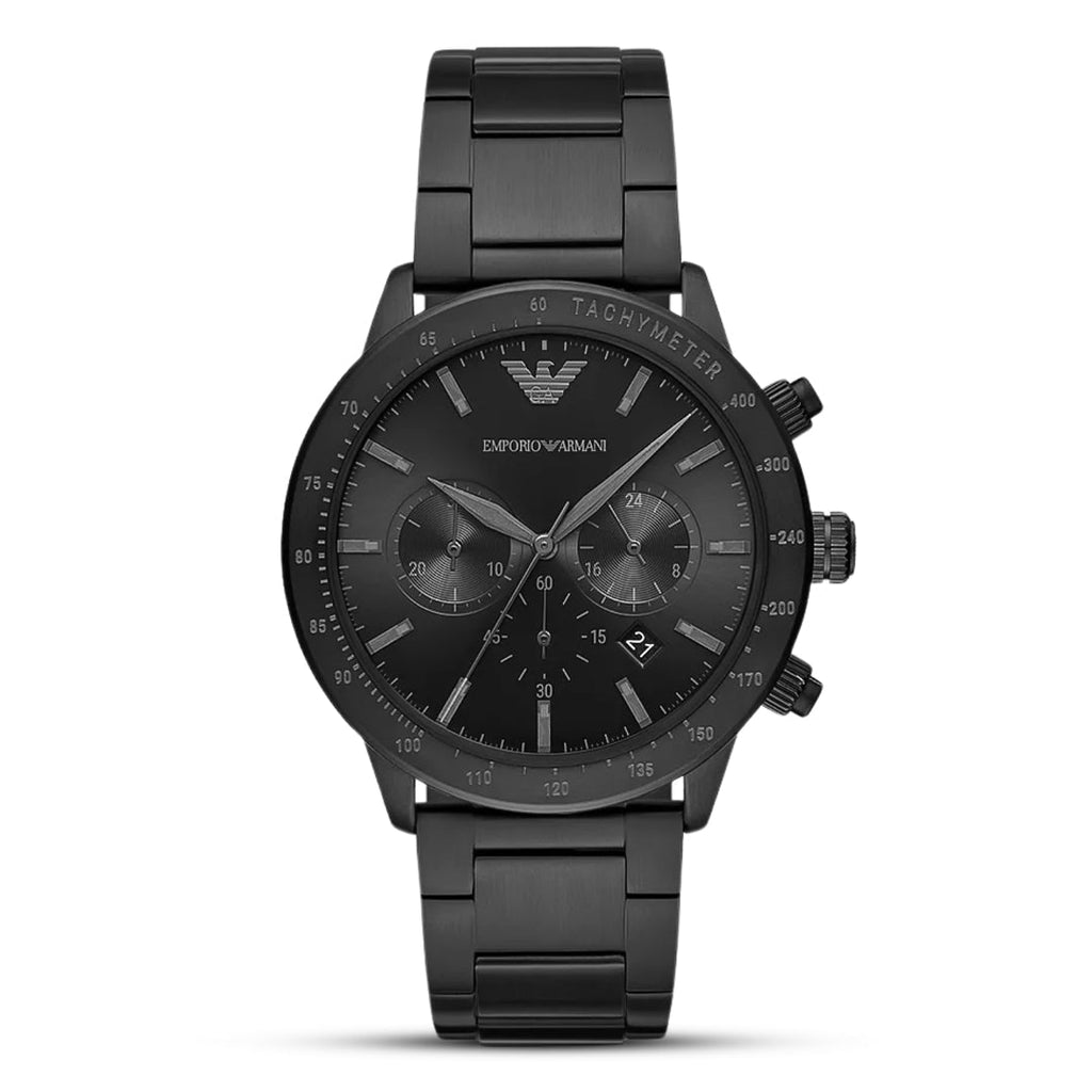 Emporio Armani Mario Chronograph Black Dial Black Stainless Steel Men's Watch | Emporio Armani AR11242 - VERSE -