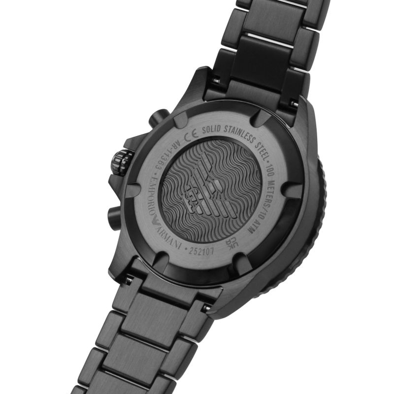 Emporio Armani Mario Chronograph Black Dial Black Stainless Steel Men's Watch | Emporio Armani AR11363 - VERSE -