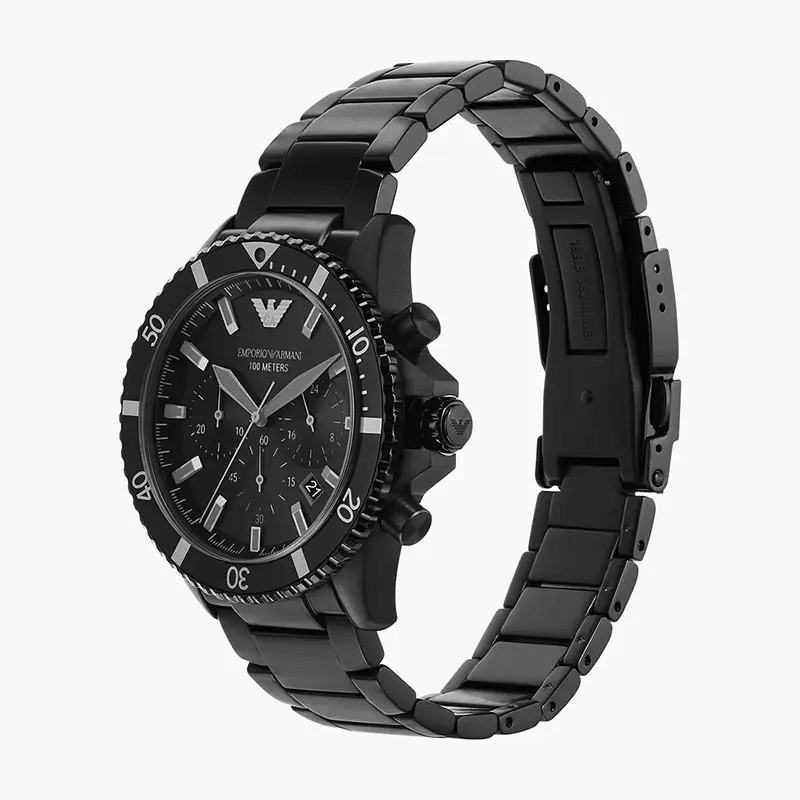 Emporio Armani Mario Chronograph Black Dial Black Stainless Steel Men's Watch | Emporio Armani AR11363 - VERSE -