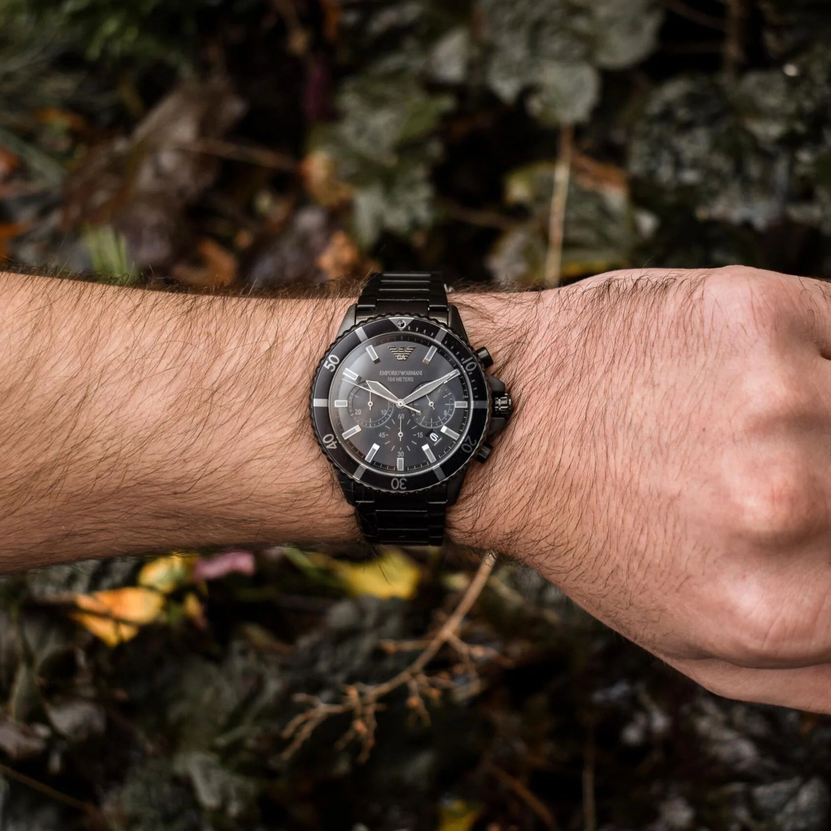 Emporio Armani Mario Chronograph Black Dial Black Stainless Steel Men's Watch | Emporio Armani AR11363 - VERSE -