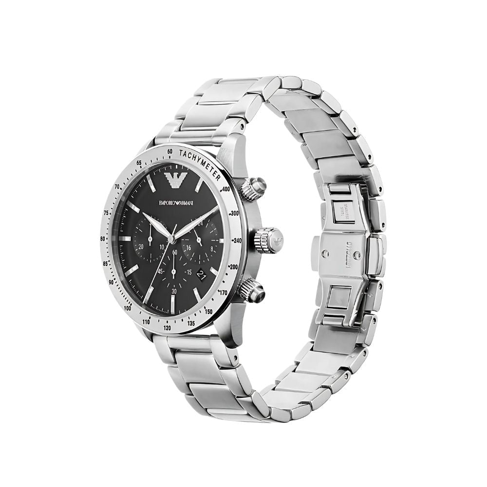 Emporio Armani Mario Chronograph Black Dial Stainless Steel Men's Watch | Emporio Armani AR11241 - VERSE -