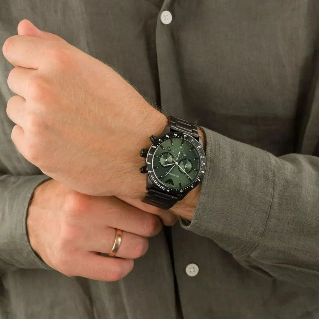 Emporio Armani Mario Chronograph Green Dial Black Stainless Steel Men's Watch | Emporio Armani AR11472 - VERSE -