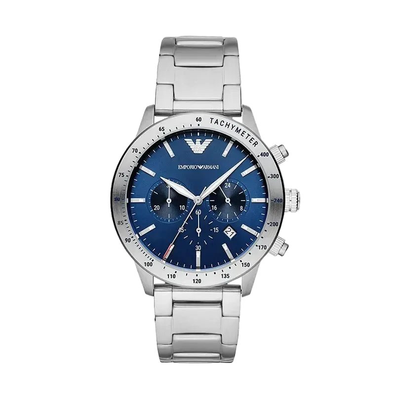 Emporio Armani Mario Chronograph Navy Blue Dial Stainless Steel Men's Watch | Emporio Armani AR11306 - VERSE -