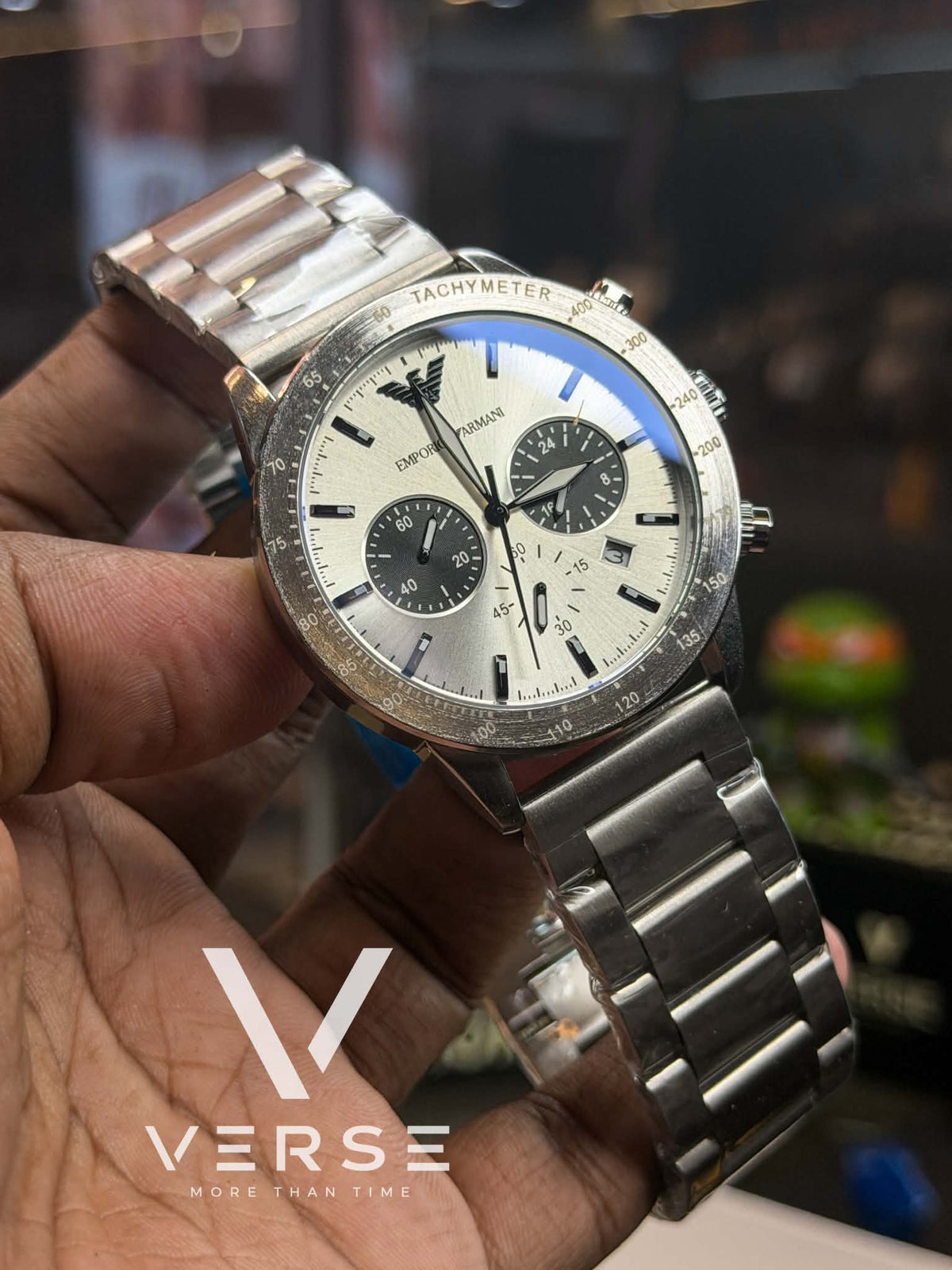 Emporio Armani Mario Chronograph | Panda Dial Silver Tone - ( Double A ) - VERSE -