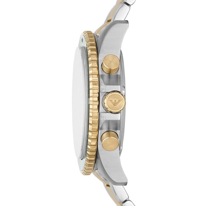 Emporio Armani Mario Chronograph Rifle Green Dial Two-Tone Stainless Steel Men's Watch | Emporio Armani AR11361 - VERSE -
