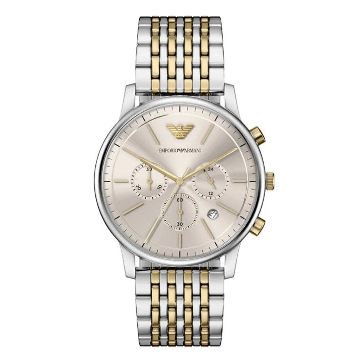 Emporio Armani Minimalist Chronograph Grey Dial Two-Tone Stainless Steel Men's Watch | Emporio Armani AR11773 - VERSE -