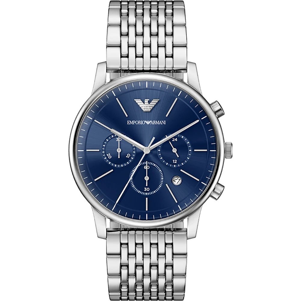 Emporio Armani Minimalist Chronograph Navy Blue Dial Stainless Steel Men's Watch | Emporio Armani AR11771 - VERSE -