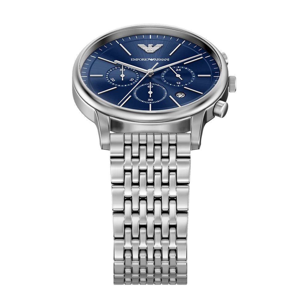Emporio Armani Minimalist Chronograph Navy Blue Dial Stainless Steel Men's Watch | Emporio Armani AR11771 - VERSE -