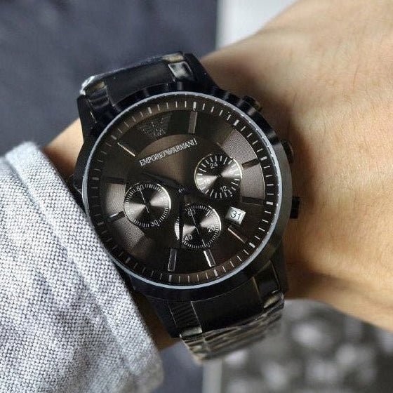 Emporio Armani Renato Chronograph Gunmetal Grey Dial Stainless Steel Men's Watch | Emporio Armani AR2454 - VERSE -
