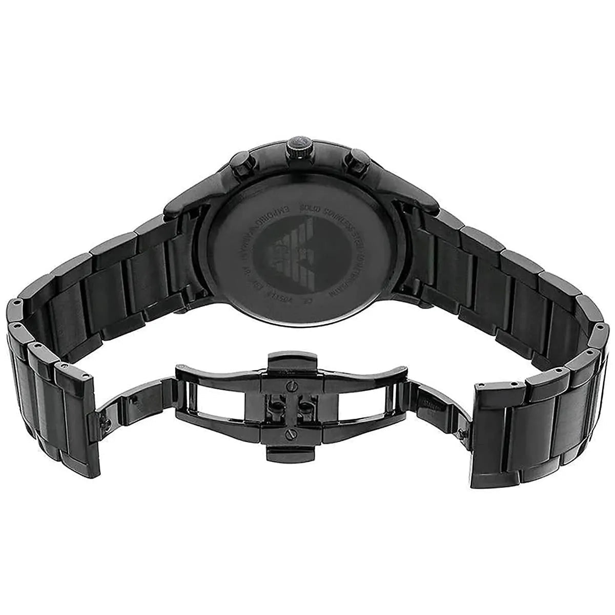 Emporio Armani Renato Chronograph Triple Black Herringbone Dial Black Stainless Steel Men's Watch | Emporio Armani AR2485 - VERSE -