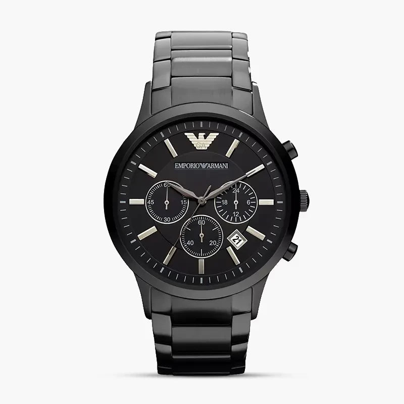 Emporio Armani Renato Classic Chronograph Black Dial Triple Black Stainless Steel Men's Watch | Emporio Armani AR2453 - VERSE -
