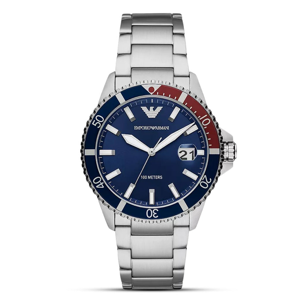 Emporio Armani Sea Explorer Blue Dial Stainless Steel Men's 100M Watch | Emporio Armani AR11339 - VERSE -