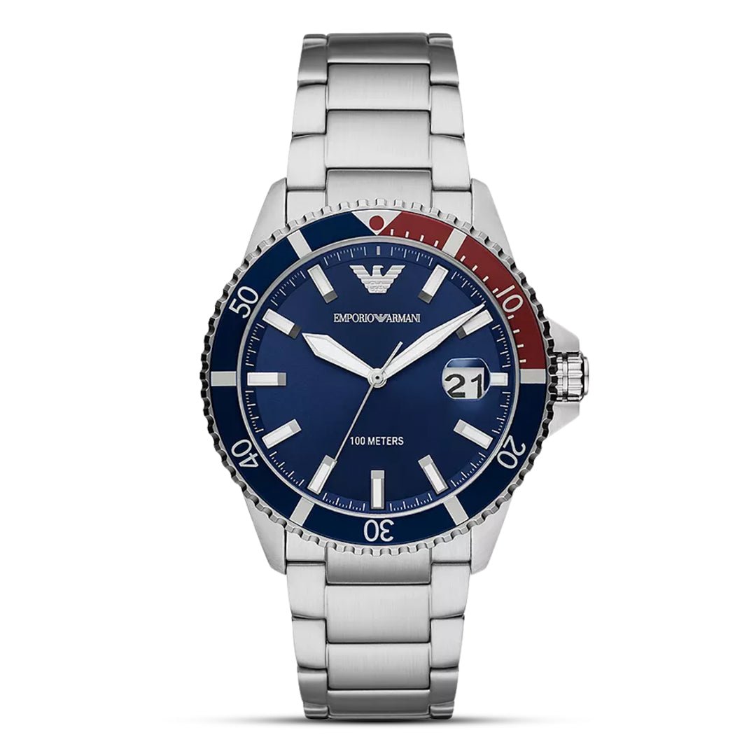 Emporio Armani Sea Explorer Blue Dial Stainless Steel Men's 100M Watch | Emporio Armani AR11339 - VERSE -
